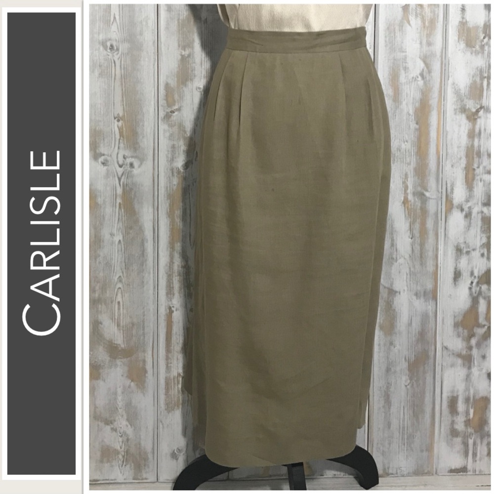 Carlisle Linen Long Skirt Size 16 Tan/ Taupe Fully-Lined